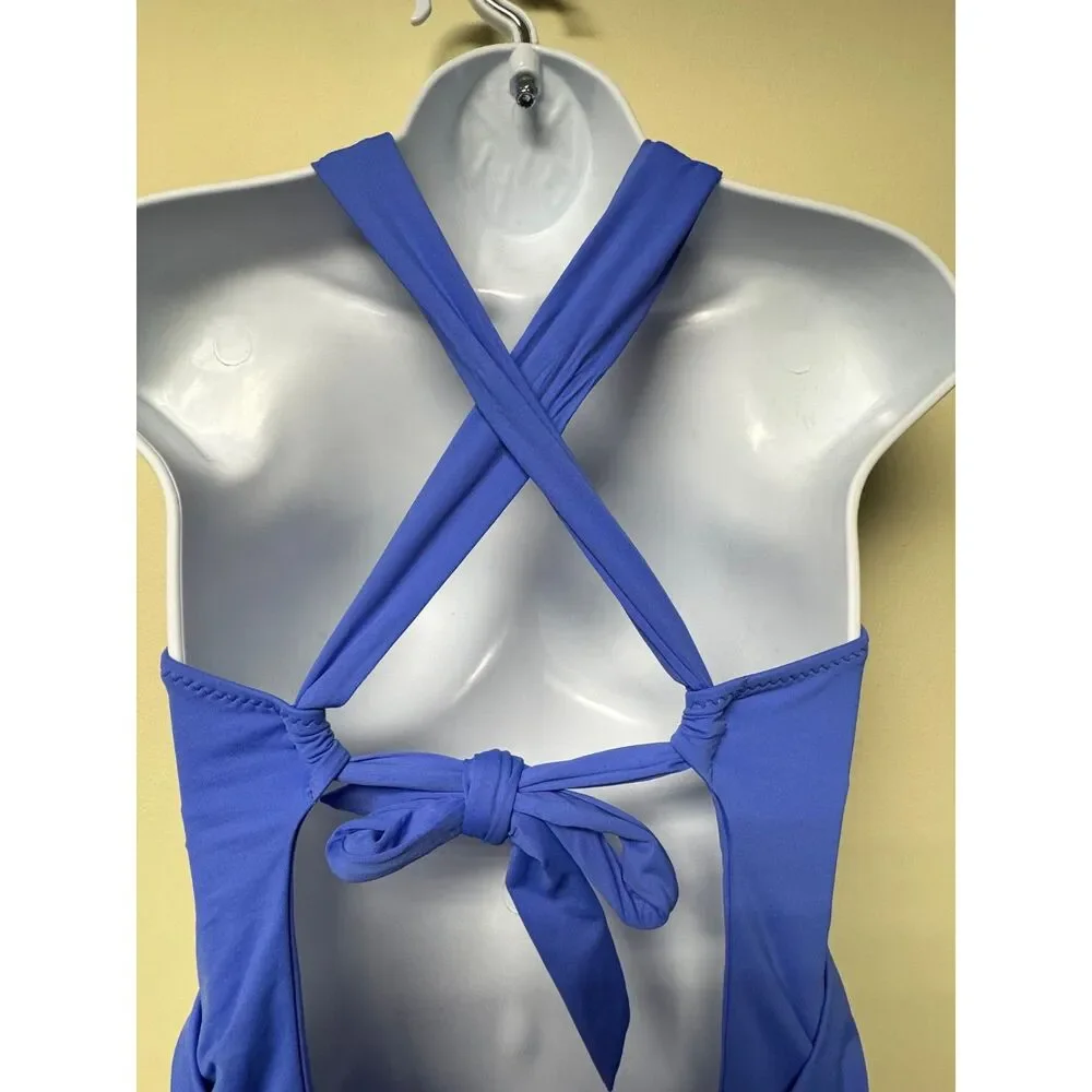 BECCA by REBECCA VIRTUE Gracelyn High Neck One Piece Swimsuit, Lapis, Sz M